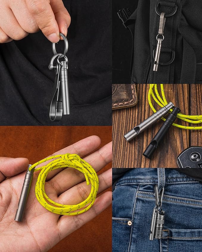 TISUR Titanium Emergency Whistle,120db Safety Whistle with Lanyard,Outdoor Survival Small Whistle for Life Saving,Hiking,Pets Training,Coach Sports-StrideForce Fitness