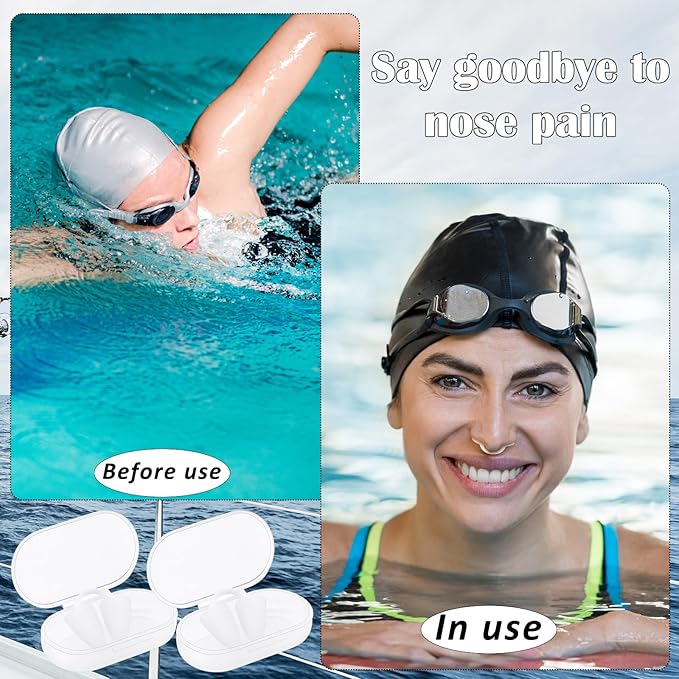 2 Pack Nose Plugs for Swimming for Adults and Kids (Age 7-12), Waterproof Soft Silicone Swimming Protectors Nose Block Nostril Plugs for Swimmers Surfers Water Sports-StrideForce Fitness