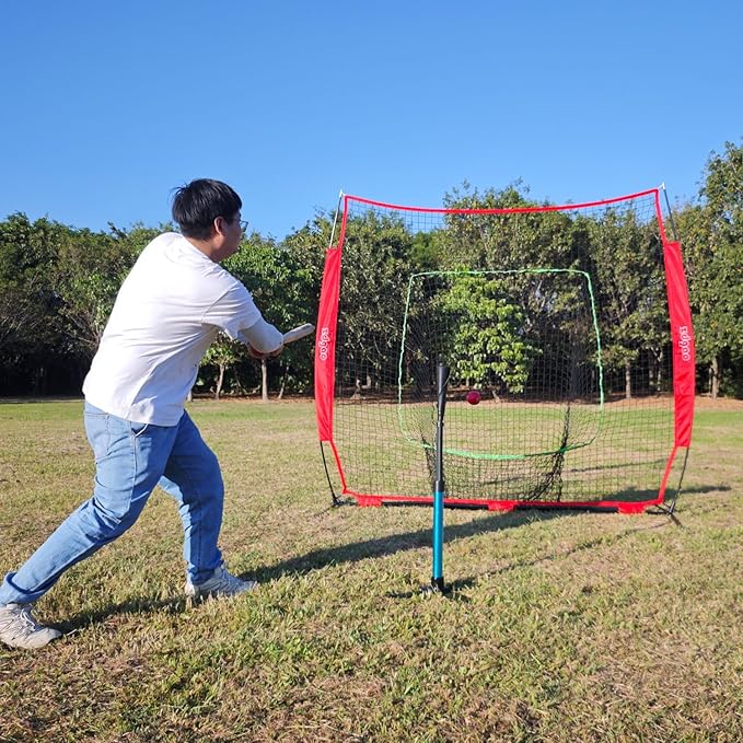 Baseball&Softball Tee,Batting Tee,Adjustable Height:25-37 inches，2 Flexible Top Rubber,X-Style Foldable&Heavy-Duty Base and Carrying Bag for Easy Store&Carrying-StrideForce Fitness