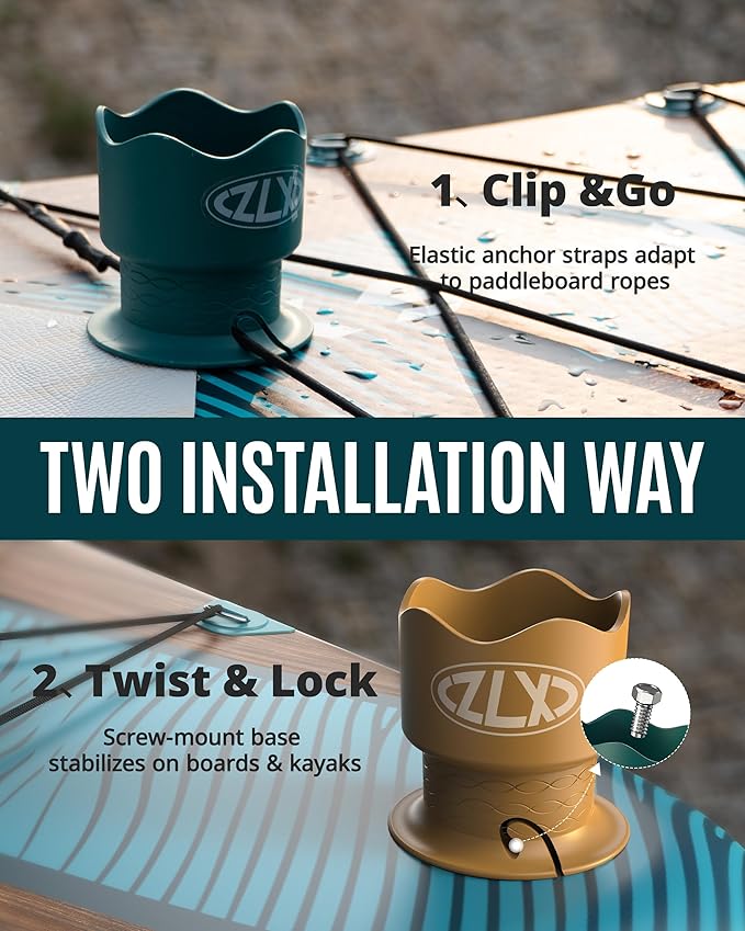 ZLX Cup Paddle Board Kayak Cup Holder, Stand Up Paddle Board Cup Holder Paddleboard Accessories Surfboards, Canoes Kayak Holder for Types of Cup Bottle Drink-StrideForce Fitness
