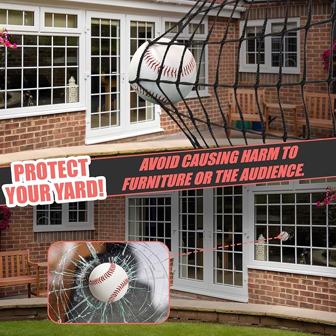 Storgem Baseball Softball Backstop Nets, Sports Netting, Sports Barrier Netting, Heavy Duty Sports Nets Netting Knotless for Playing Field, Backyard or Garage-StrideForce Fitness