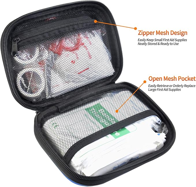 I GO 85 Pieces Hard Shell Mini Compact First Aid Kit, Small Personal Emergency Survival Kit for Travel Hiking Camping Backpacking Hunting Marine Car-StrideForce Fitness