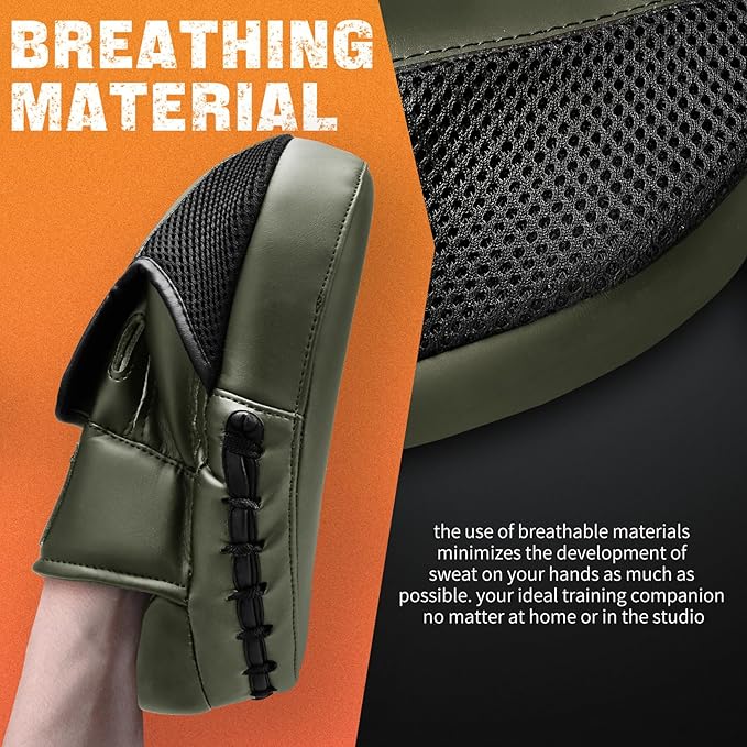 Boxing Pads for Men, Women, & Kids, Leather Focus Mitts for Martial Arts, Boxing Training, Curved Punch Mitts for Karate, Kickboxing,Muay Thai, Taekwondo-StrideForce Fitness