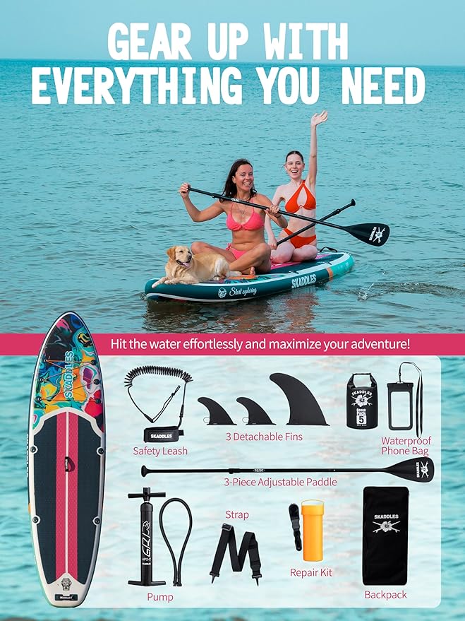 10’6’’ Portable Inflatable Stand Up Paddle Board (SUP) for Adults and Youth with Non-Slip Deck – Complete Accessories Kit, Perfect for Fishing, Yoga, Fitness & Family Fun-StrideForce Fitness
