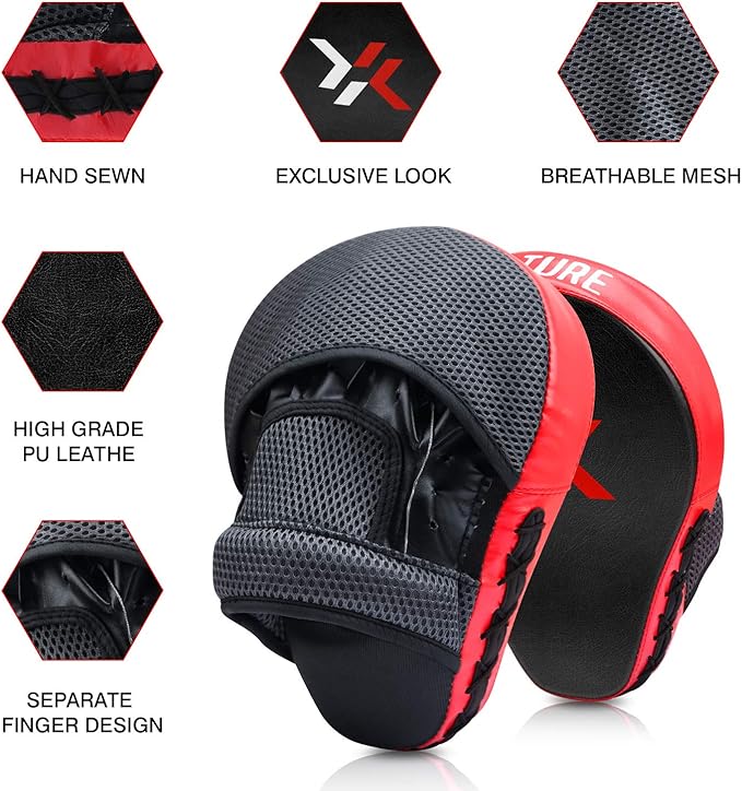 Boxing and MMA Punching Mitts - Hook & Jab Pads, Focus Punch Mitts, Target Focus Pads, and Kick Shield for Muay Thai Training-StrideForce Fitness