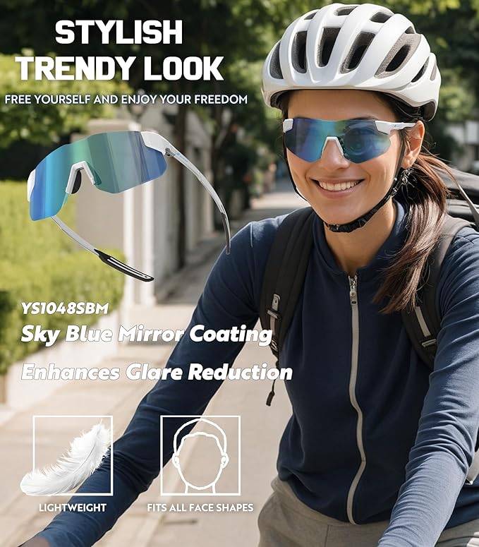 YAMAS Sport Sunglasses for Mens Womens, Wrap around Sunglasses, Non-Slip Nose Pads for Climbing and Running, UV400 Protection-StrideForce Fitness