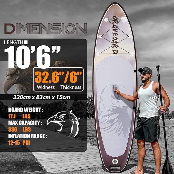 10’6/11’6 Inflatable Stand Up Paddle Board with Premium Paddleboards Accessories, Wide Stable Designed SUP Paddleboard for Adults & Youth.-StrideForce Fitness