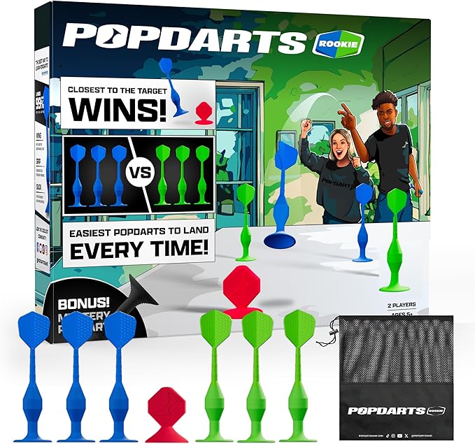 Popdarts Game Rookie Pack – Beginner-Friendly Suction Cup Dart Game for Kids, Families, and New Players | Indoor & Outdoor Target Toss Game | Fast Setup, Durable, Simple Rules, and Fun for All Ages!-StrideForce Fitness