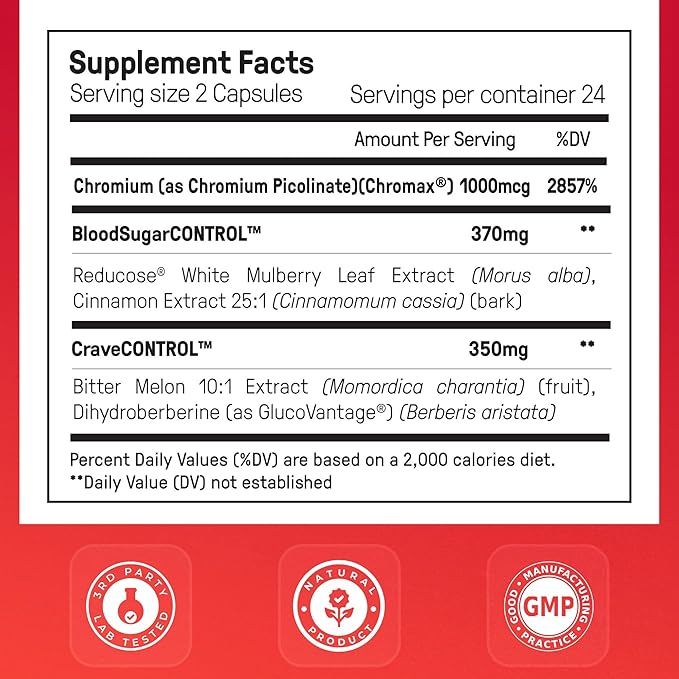 Happy Mammoth Ultimate Cravings Control – Sugar & Carb Cravings Support, Chromium, Natural Appetite Management & Metabolism Supplement for Adults, Non-GMO, No Gluten, Dairy, Soy or Sugar, 48 Capsules-StrideForce Fitness