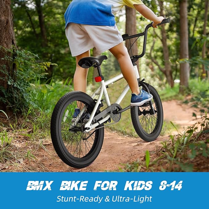 67i Boys BMX Bike 18/20 Inch Ages 8-12 Kids Bicycle with Front Rear U Brake Adjustable Seat Iron Fork 2.09" Wide Tires-StrideForce Fitness