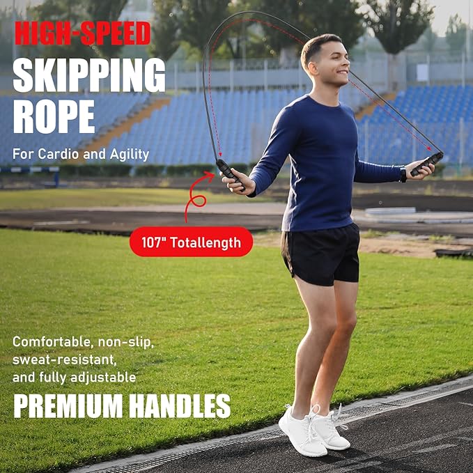 Soccer Training Equipment, Agility Speed Training Set with 20ft Speed Ladder, 12 Cones, 4 Adjustable Hurdles, Jump Rope, Parachute | Ideal for Basketball, Football Practise, for Kids, Youth, Adults-StrideForce Fitness