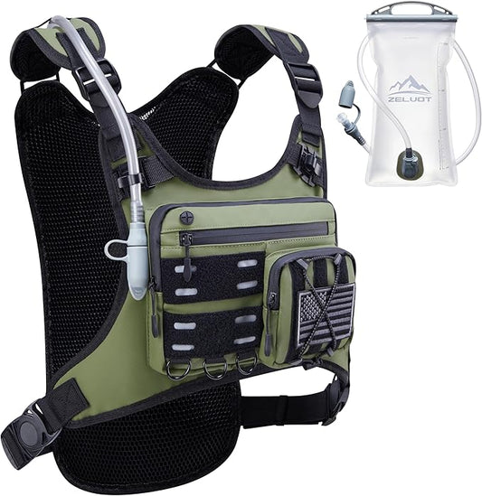 Running Vest with 2L Water Bladder, USA Original Patent, Lightweight Adjustable Chest Pack with Gear Holder, Reflective Running Hydration Vest for Women Men for Marathon-StrideForce Fitness