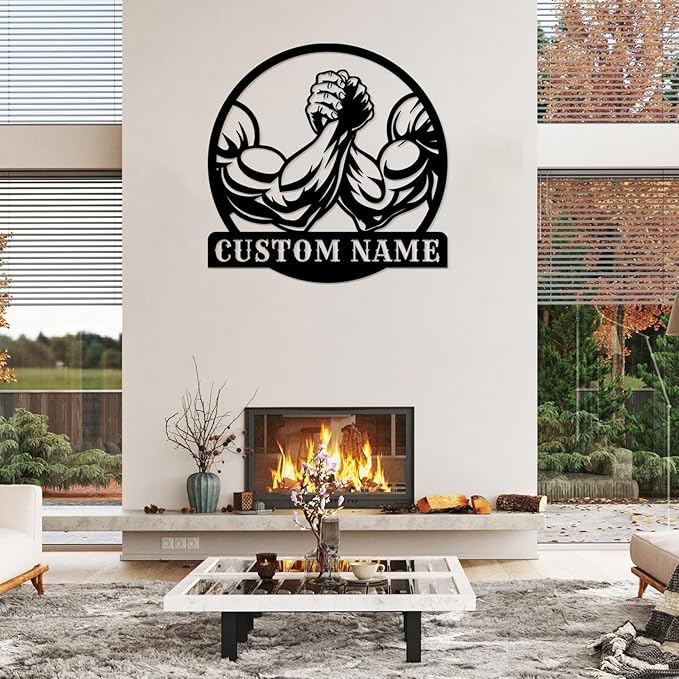 Customized Metal Gym Name Sign, Personalized Sports Room Wall Art,Metal Gym Sign,Unique Fitness Wall Sign, Gym Lovers Unique Gift, Gym Wall Art,Training Center Sign (Style-10)-StrideForce Fitness