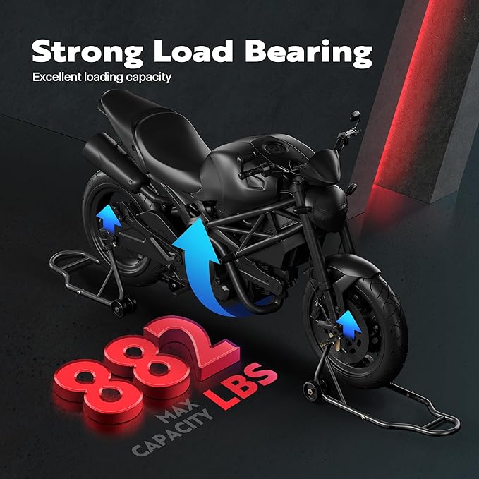 SPECSTAR Universal Motorcycle Stands, 882 Lbs Capacity Front Rear Wheels Lift Combo with U+L Adjustable Swingarm Spool, Heavy Duty Paddock Stands for BMW, Suzuki, Yamaha, Honda, Kawasaki, Black-StrideForce Fitness