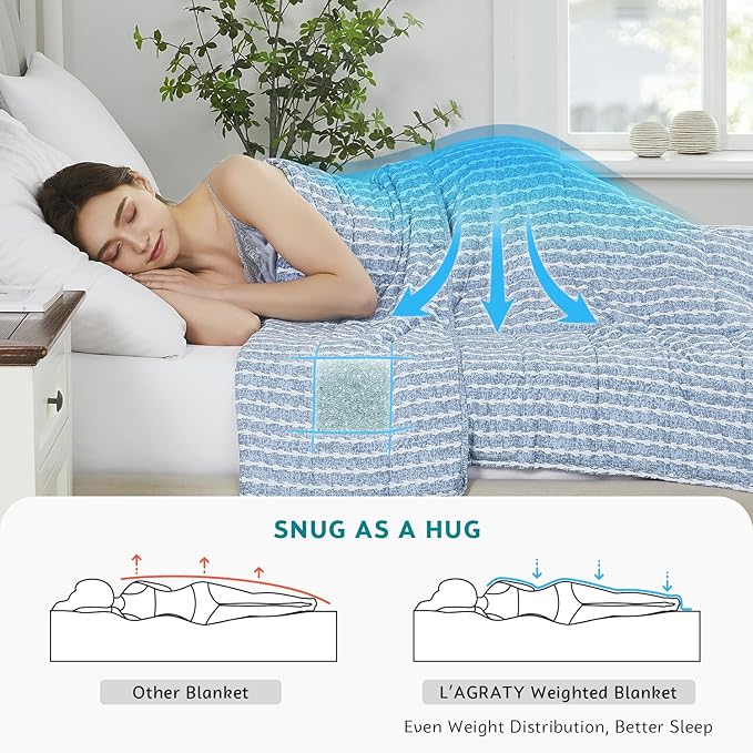 L'AGRATY Weighted Blanket - 60"x80" 17lbs Cooling Breathable Heavy Blanket Microfiber Material with Glass Beads for Adult All-Season Summer Fall Winter Soft Thick Comfort-StrideForce Fitness