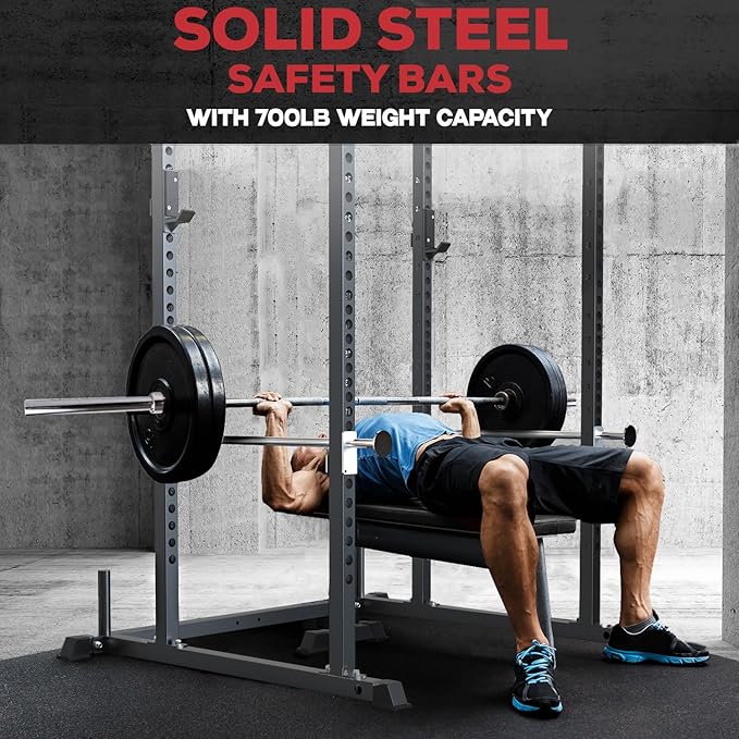 Iron Crush i200 Power Rack – Multi-Function Squat Rack with Solid Safety Bars and J-Hooks – Optional LAT Pulldown, Landmine Attachments - Home Gym Power Cage Bench Rack (Power Rack Only)-StrideForce Fitness