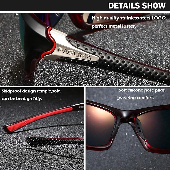 FAGUMA Sports Polarized Sunglasses For Men Cycling Driving Fishing UV400 Protection-StrideForce Fitness
