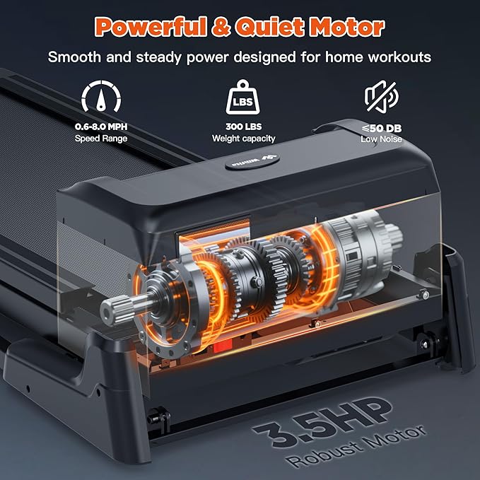 3.5HP Folding Treadmills for Home with Incline Optional, 300 lbs Capacity, 8.0MPH Speed, 17'' Wide Belt, App, Bluetooth Connection, 64 Programs, USB Charging Port, BMI Detector for Home Use-StrideForce Fitness