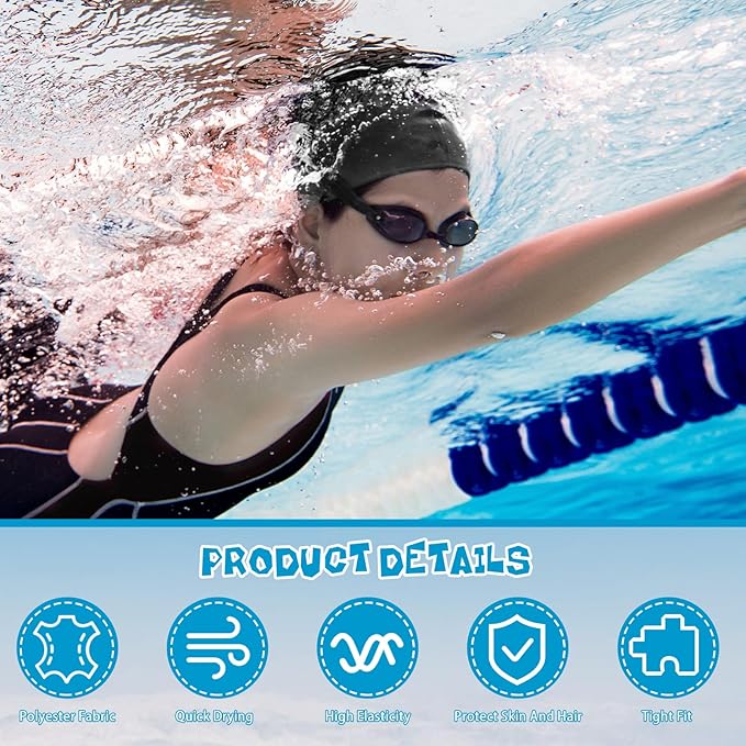 Bonuci 24 Pieces Cloth Elastic Swim Cap Bulk Comfortable Fabric Swimming Hat Elasticity Swimming Pool Cap Lightweight Bathing Caps for Women Men Kids Unisex, Not Waterproof-StrideForce Fitness
