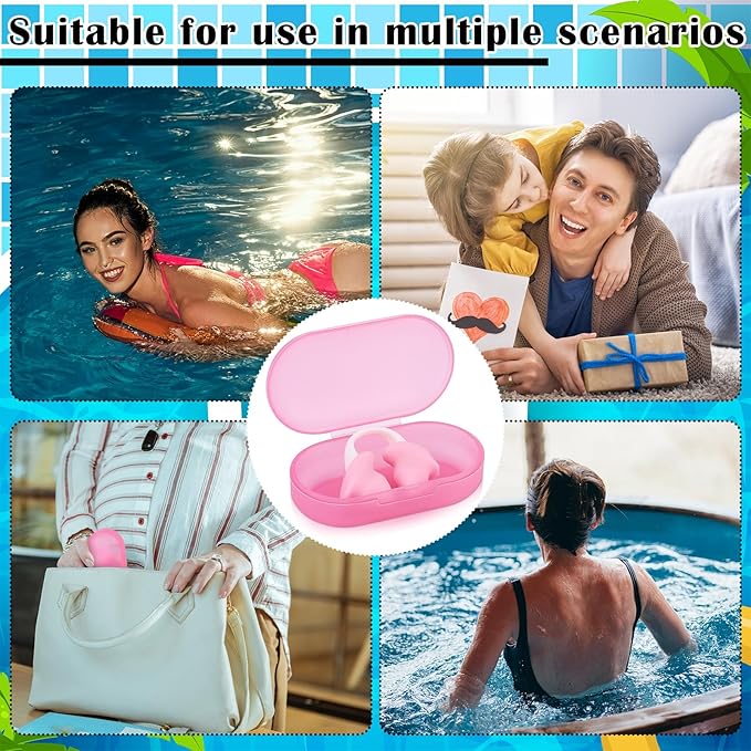 Soulchen 2 Pcs Swimming Nose Plugs Silicone Waterproof Painless Swim Nose Clip with Storage Box for Adults Kids Men Women Beginners-StrideForce Fitness