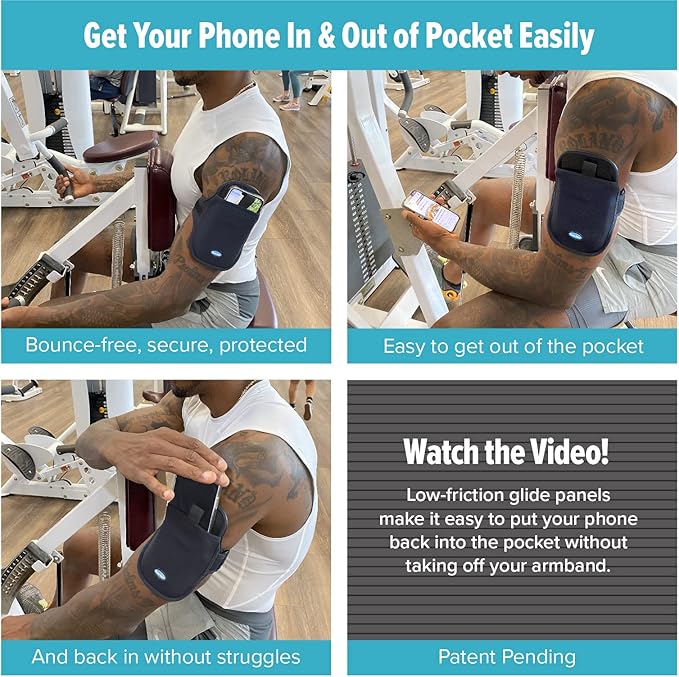 Tune Belt AB93 Cell Phone Armband Case Water Resistant Running Holder for iPhone Pro Max Plus (15/14/13/12/11/X/XS/XR/8) Galaxy S Ultra Plus Edge Note (23/22/21/20) Adjustable Strap & Key Pocket-StrideForce Fitness