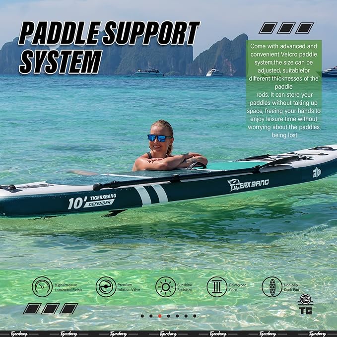 Inflatable Paddle Board with Premium SUP Board Accessories, Allround Paddle Boards for Adults/Kids,Stand Up Paddle Board Defender Collection-StrideForce Fitness