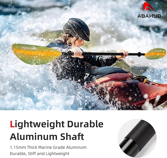 Abahub Kayak Paddle, 90.5 Inches Kayaking Oars for Boating, Canoeing with Free Paddle Leash, Aluminum Alloy Shaft Black/Blue/Green/Orange/Yellow Plastic Blades-StrideForce Fitness