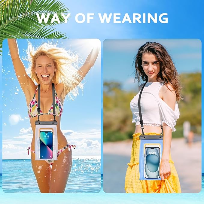 Large Waterproof Phone Pouch, [Expandable Space] Floating Waterproof Bag, IPX8 Dry Bag with Adjustable Lanyard for iPhone Samsung Google Up to 7.0" Blue-StrideForce Fitness