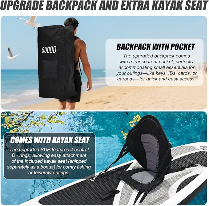 Inflatable Stand Up Paddle Board 10‘x30‘‘- Ultra-Light SUP with Backpack, Pump, Paddle, Coil Leash, 3 Fins, Repair Kit, Stable Design, Non-Slip EVA Deck for Adults & Youth-StrideForce Fitness