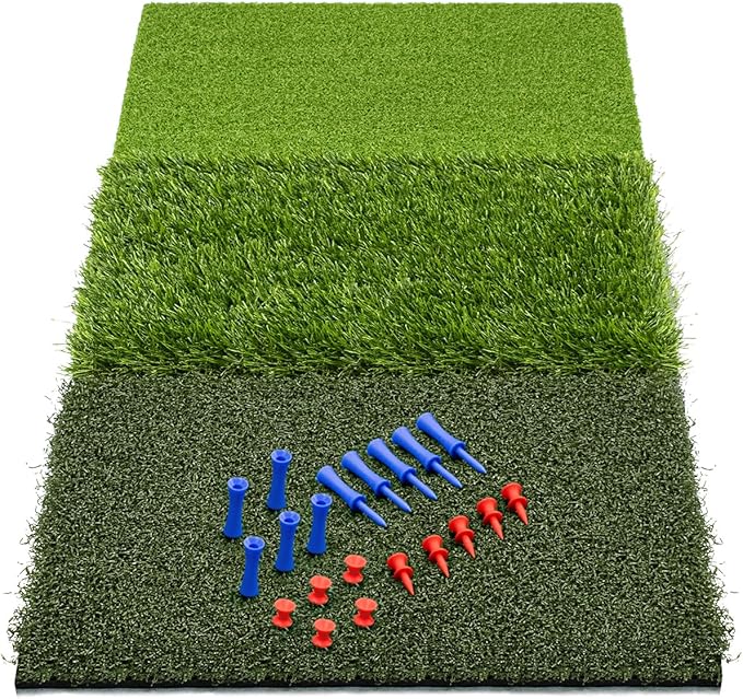 SAPLIZE Foldable Heavy-Duty Golf Hitting Mat, Practice Mat with 10mm EVA Rubber Backing, Larger Size for Indoor/Outdoor Swing and Chipping Practice, Anti-Deformation-StrideForce Fitness