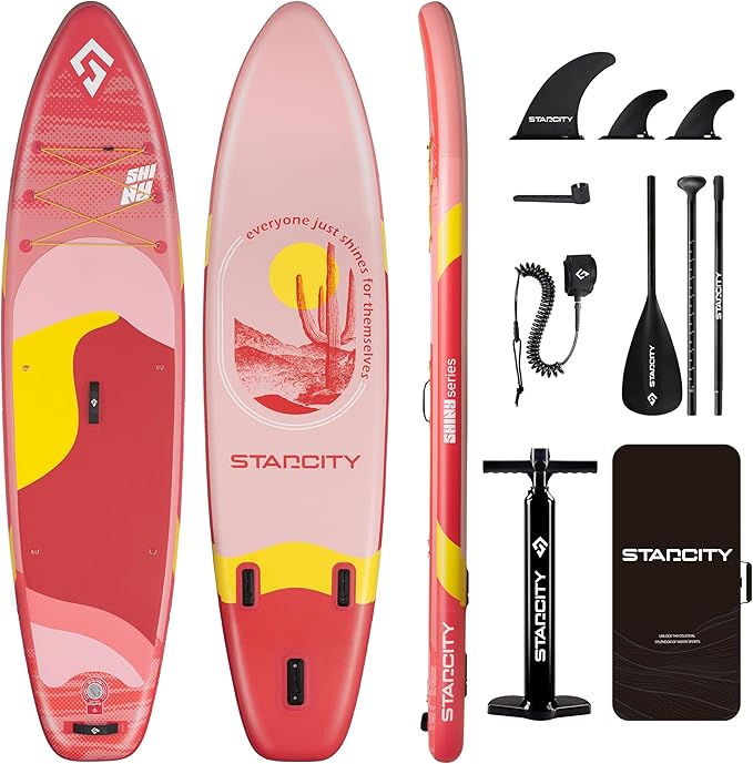 Starcity 11'*34"*6" Blow Up Paddle Board, Inflatable Paddle Board,Paddle Board,Spacious and Stable, Anti Slip and Easy to Operate, Large Size Suitable for Single Person/Family/Pet Use.-StrideForce Fitness