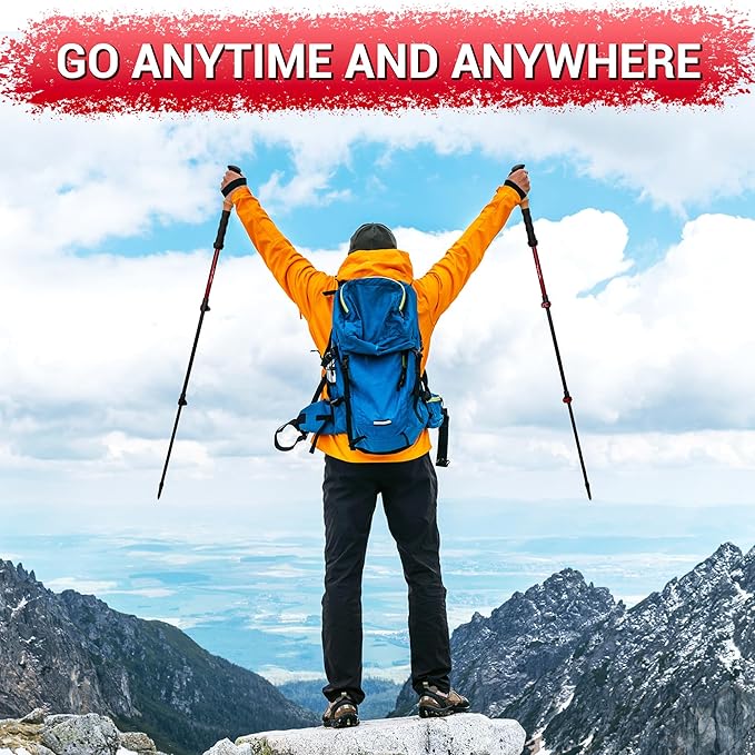 TheFitLife Trekking Poles - Lightweight 7075 Aluminum Hiking Sticks with Cork Grips, Adjustable Telescopic Design, Metal Flip Lock for Men & Women - Perfect for Hiking, Walking, Camping & Backpacking-StrideForce Fitness