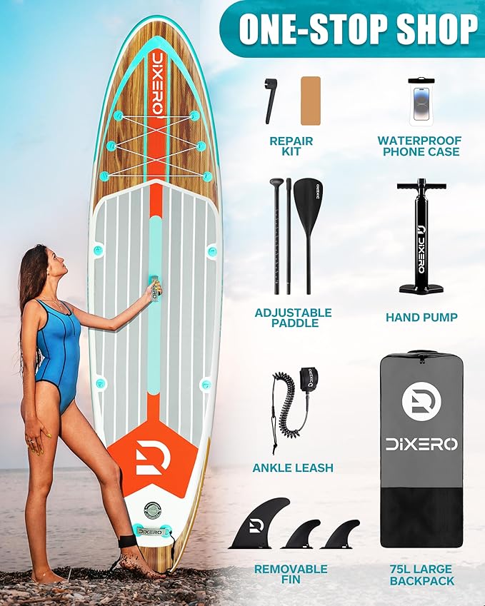 Inflatable Stand Up Paddle Board with SUP Accessories, Anti-Slip EVA Deck, 11'*33" Inflatable Paddle Boards for Adults & Youth of All Skill Levels-StrideForce Fitness