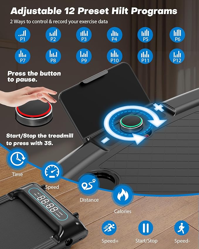 Walking Pad with Incline, 3 in 1 Under Desk Treadmill with Handle Bar Removable Desk Workstation & Device Holder, 3.5HP Foldable Treadmills with 300lbs Capacity for Home Office-StrideForce Fitness