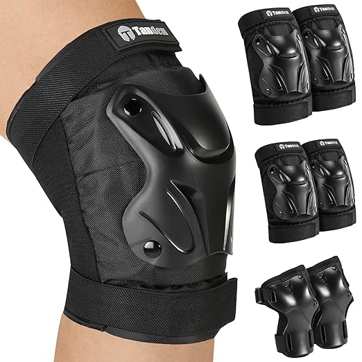Skating Protective Gear Kids Toddler Knee Pads and Elbow Pads Set, Bike Protection for Kids Wrist Guards for Roller Skating Skateboarding Cycling Black-StrideForce Fitness
