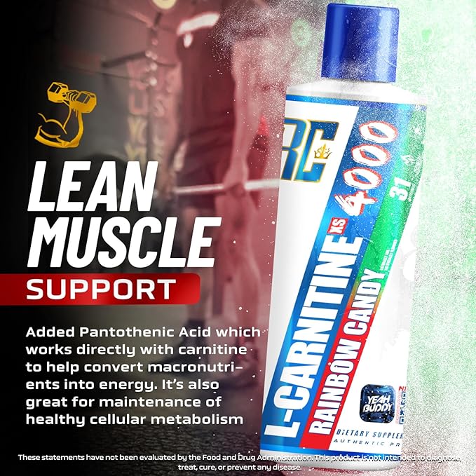 Ronnie Coleman Signature Series L Carnitine XS 4000 Liquid, Stimulant Free, Sugar Free, Zero Carbs, Lean Muscle Strength Support for Men & Women, 16 Oz (16 oz, Rainbow Candy (4000))-StrideForce Fitness