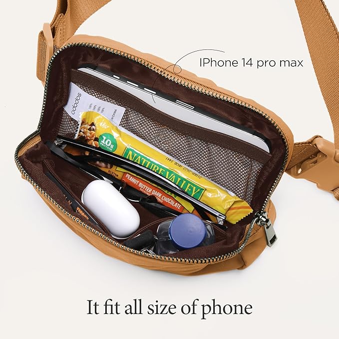 ODODOS Unisex Mini Belt Bag with Adjustable Strap Small Fanny Pack for Workout Running Traveling Hiking, Bronze-StrideForce Fitness