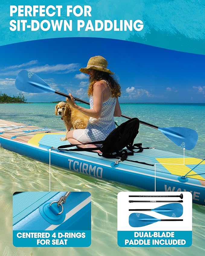 Inflatable Stand Up Paddle Board for Adults with Seam Welded Technology, 10'6''x33''x6'', Durable SUP with Dual-Blade Paddle and Complete Accessories, 390 lbs Capacity, Beginner-Friendly-StrideForce Fitness