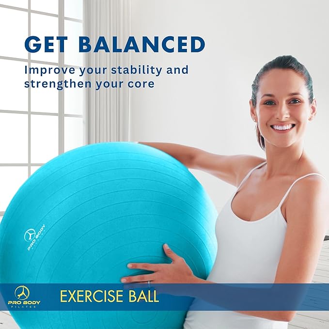ProBody Pilates Yoga Ball - Fresh Colors Exercise Ball for Stability, Pregnancy, Workout & Physical Therapy-StrideForce Fitness