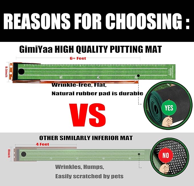 GimYaa Golf Putting mat Green Indoor and Outdoor with Auto Ball Return,Game Practice Golf Gifts for Home, Office, Backyard Indoor Golf and Outdoor Use, Crystal Velvet Mat-StrideForce Fitness
