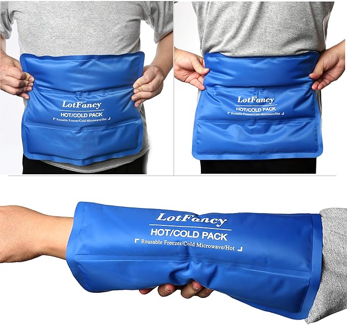 LotFancy Ice Pack for Injuries, Reusable Large Hot Cold Pack for Therapy, Heating or Cooling Gel Pad for Back Shoulder Knee Waist Sprains, Muscle or Joint Pain Relief, 14" x12"-StrideForce Fitness