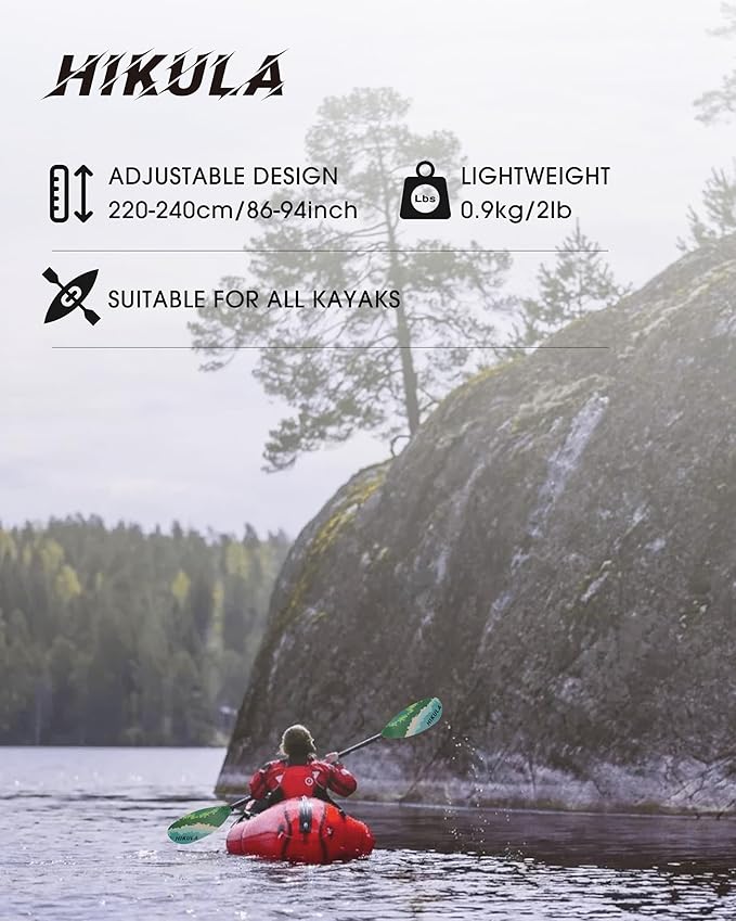 Adjustable Kayak Paddle with Carbon Shaft and PP Blade Available in 220-230/220-240/230-250cm Floating Lightweight Kayak Oars with Original Pattern-StrideForce Fitness