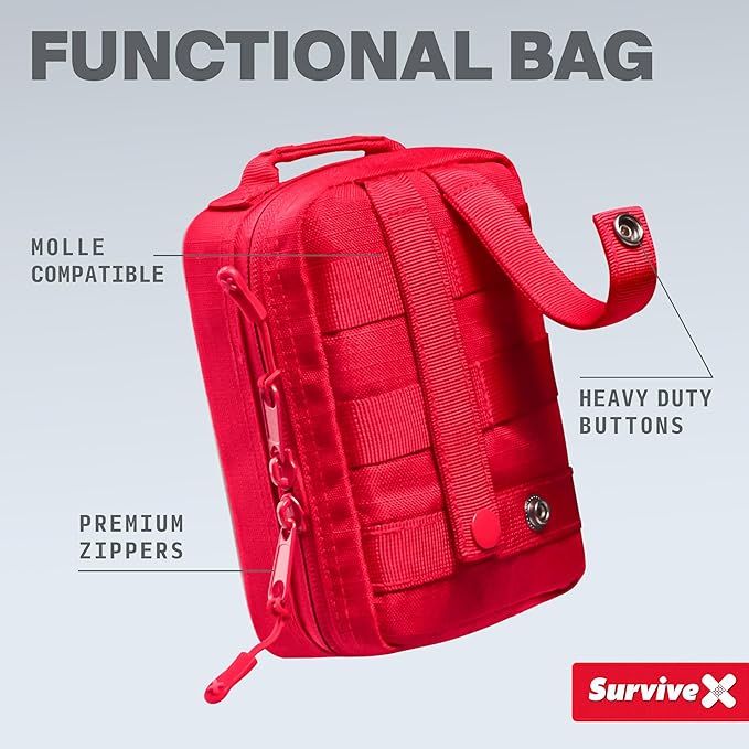 Small First Aid Kit for Car, Travel & Home - Emergency Kit for Hiking, Camping, Backpacking and Outdoors - Includes Zip Stitch Wound Closure Strips-StrideForce Fitness