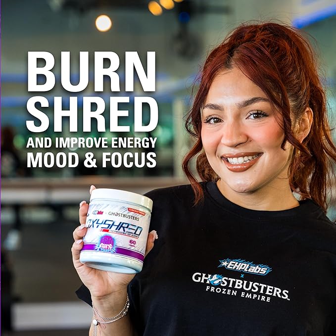 EHP Labs x Ghostbusters OxyShred Pre Workout Powder Supplement - Preworkout Powder with Acetyl L Carnitine, Energy Boost Drink - Ecto Freeze, 60 Servings-StrideForce Fitness