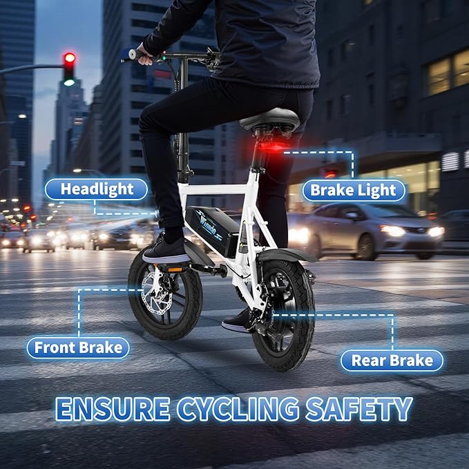 Winado Electric Bike for Adults, 14" Folding Electric Bicycle 450W Motor with Dual Disc Brakes, Max Range 25Miles(Pedal-Assist) & Speed 15.5MPH, Foldable Commuter City Ebike for Adults/Teens-StrideForce Fitness