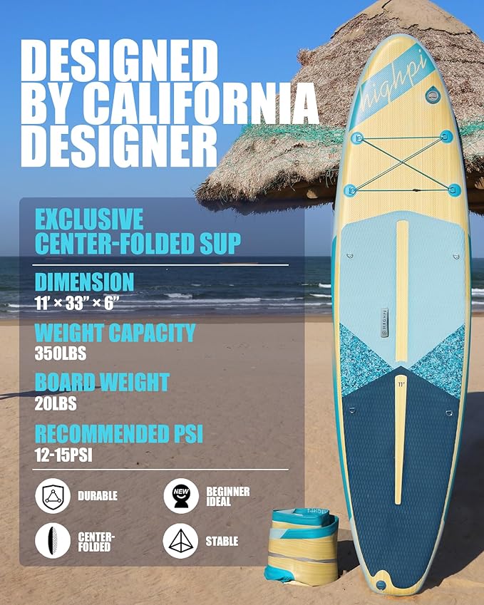 Highpi Inflatable Stand Up Paddle Board for Youth and Adults – Wide Sup with Premium Accessories, Blow Up Paddleboard for Surfing, Fishing, Yoga & More-StrideForce Fitness