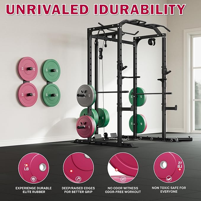 Colored Bumper Weight Plates Olympic Weight Plate Set 2-Inch, 10/15/25 lb Rubber Weight Plates Set for Strength Training Home Gym, Barbell Weights Plates for Heavy Weight Lifting-StrideForce Fitness