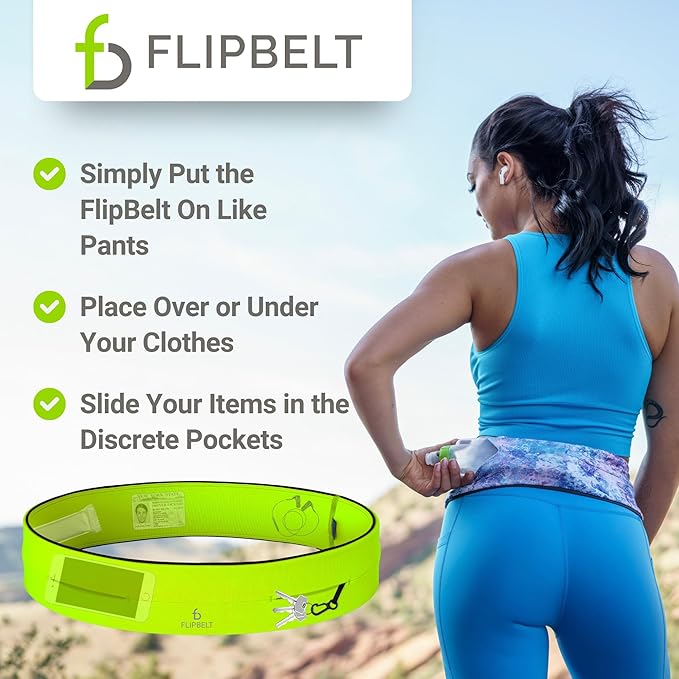 FlipBelt Classic Running Belt, Running Fanny Pack for Women and Men, USA Company-StrideForce Fitness