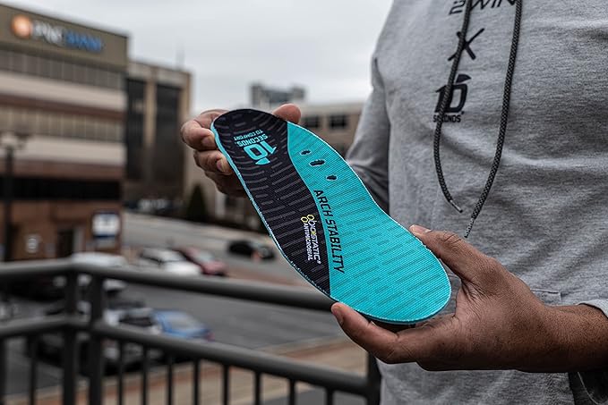 10 Seconds - 3720 Stability Insole: Firm Arch Support - High Arch Height - Firm Cushioning, High Shock Absorption, Trim to Fit, Shock Absorbing Memory Foam with Stability Plate.-StrideForce Fitness