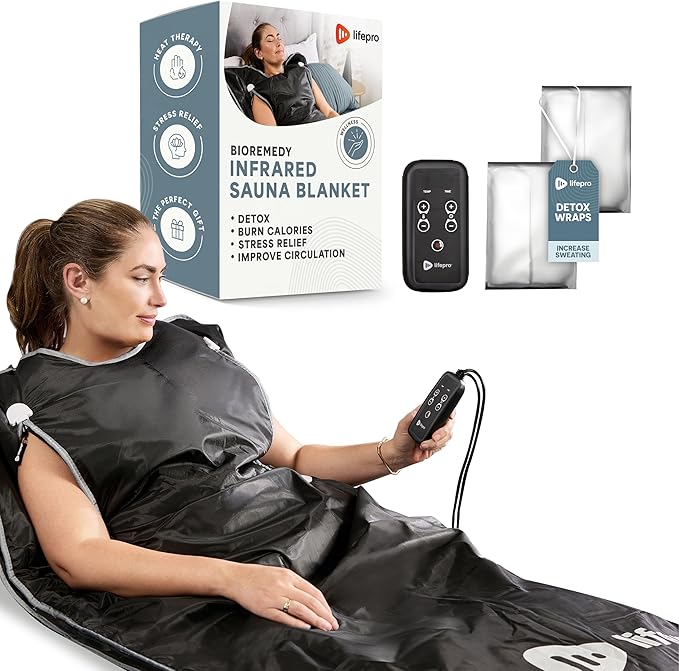 Lifepro BioRemedy Infrared Sauna Blanket – Available in 5 Colors – Portable Far Infrared Home Sauna Bag for Detox, Tension, and Relaxation – Adjustable Temp (86–158°F) & Timer – Includes Detox Wraps-StrideForce Fitness